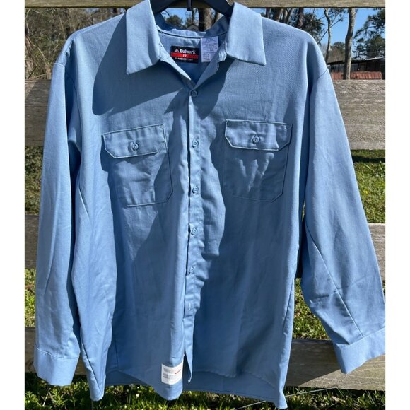 Bulwark Mens Size XL FR Blue Long-Sleeve Work Shirt With Dual Chest Pockets Cert - Picture 2 of 8